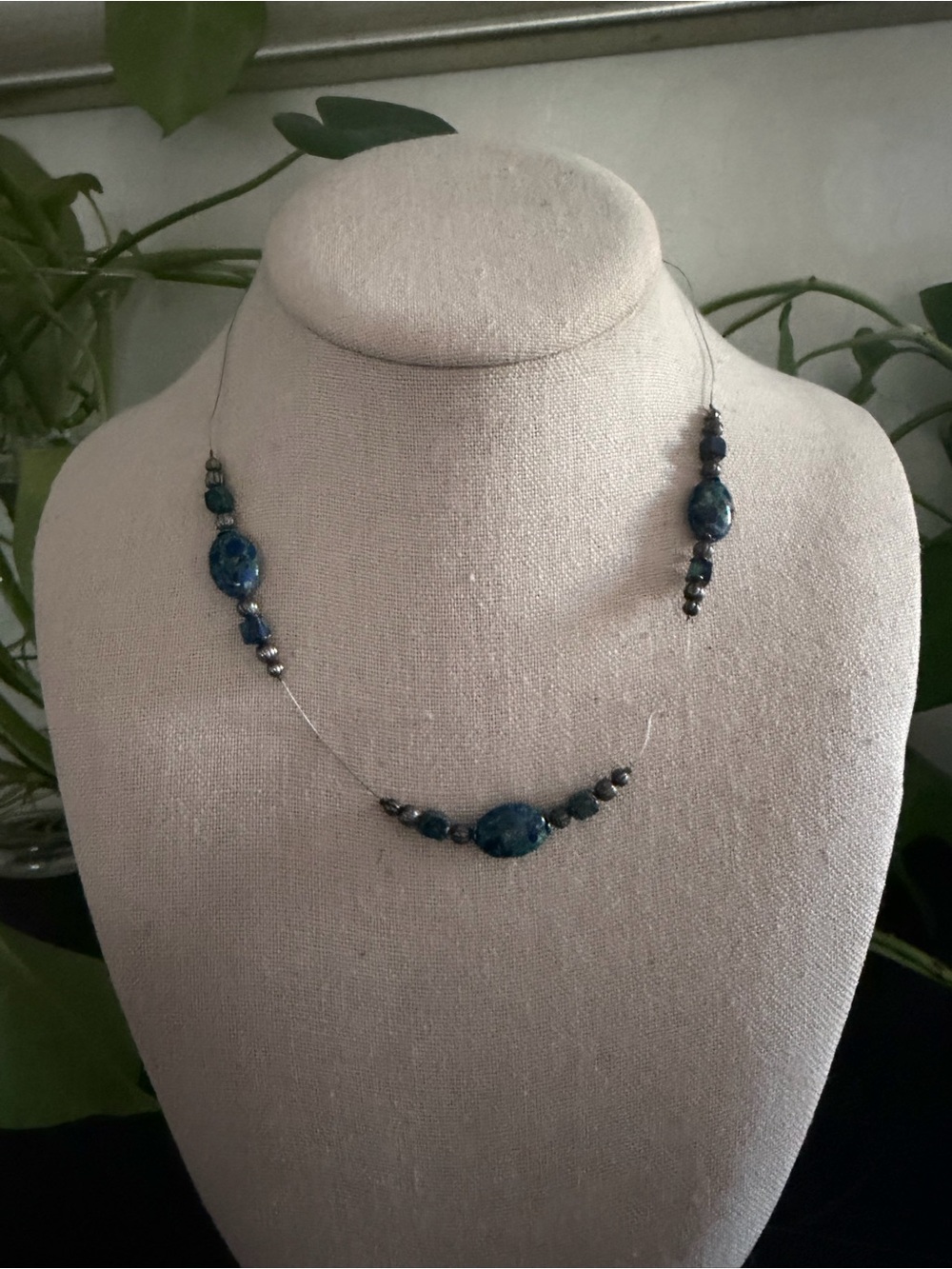 Vintage Vintage Native American Green Turquoise Blue Chrysocolla Necklace